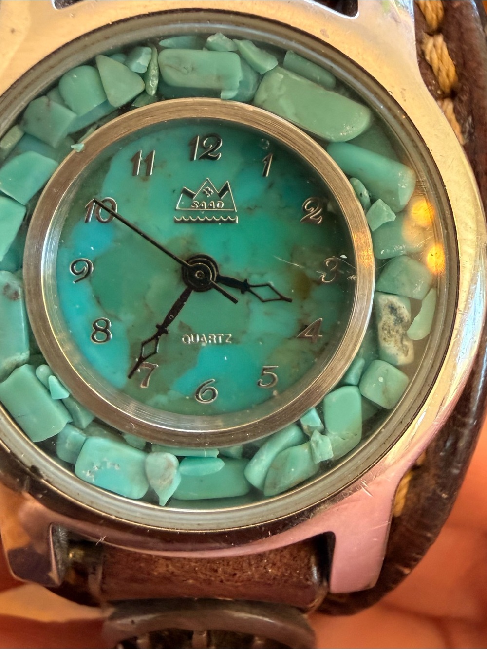 SAAD Turquoise Sterling Leather Belt Watch - Picture 9 of 9